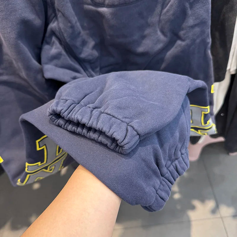 Washed Saint High Quality Letter Print Vintage Blue Casual Mens Pants