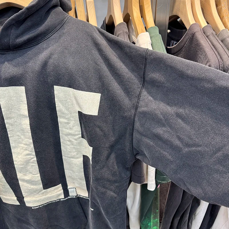 Winter Trend Saint Retro Washed High Quality Mens Clothing Hoodies High Street Casual Oversized Thicken Pullover