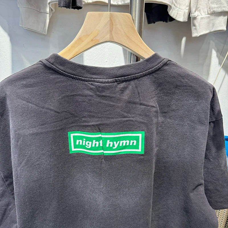 Fashion Casual Saint Night Hymn Letter Print Graphic T Shirts Men Clothing