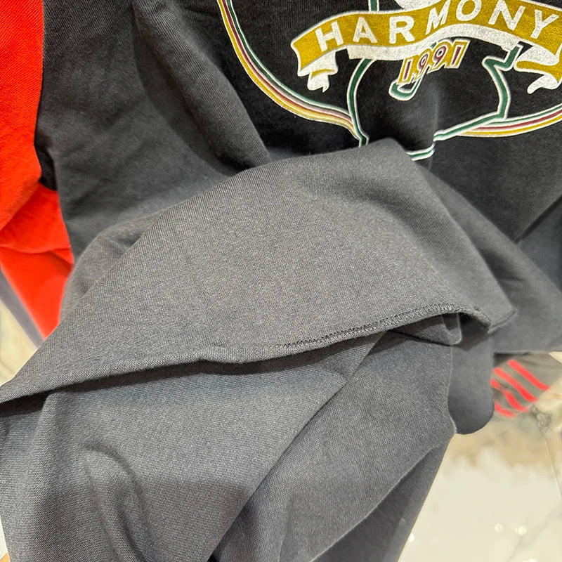 Punk Style Saint Color Block High Quality Graphic T Shirts Summer Street Fashion Three Quarter Tee