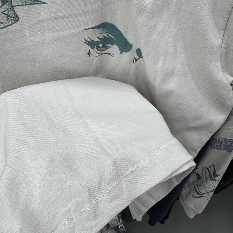 Street Fashion Saint Round Neck Japan Style Angel Print Vintage T Shirt High Quality Men Women Woo Long Sleeve Tees