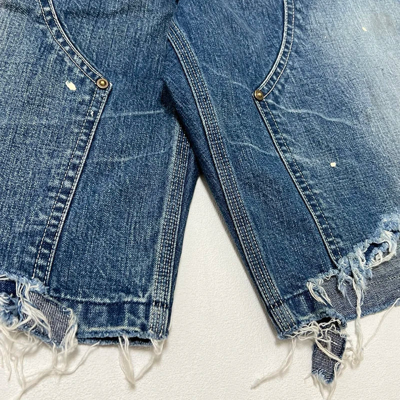 25ss Summer New Saint Washed Splash-ink Shorts for Men High Street Fashion Tassel Style Jeans Best Quality