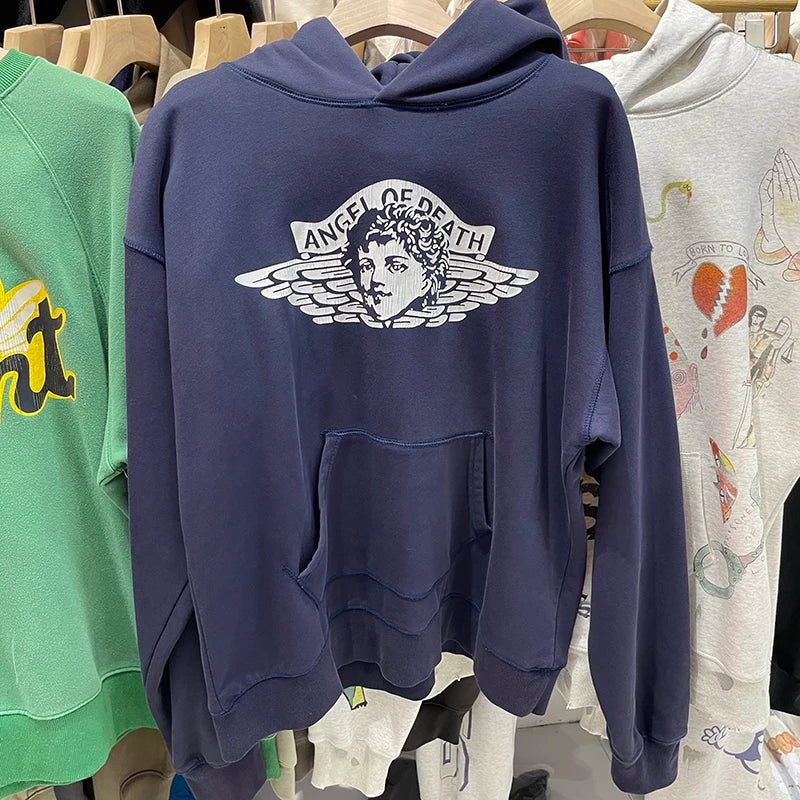 Harajuku Saint Thicken Angel Print Series Hoodies for Men Loose High Quality Vintage Autumn Winter Tops