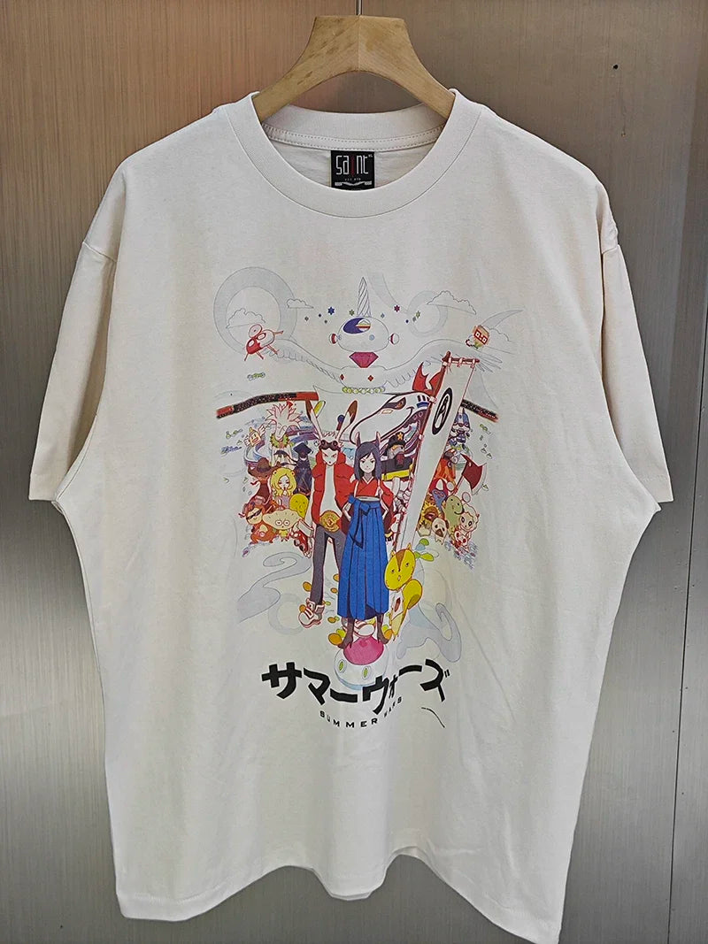 Co Branded Style SAINT Shell Attack Team Retro Washed Harajuku Vintage T Shirt Streetwear Men