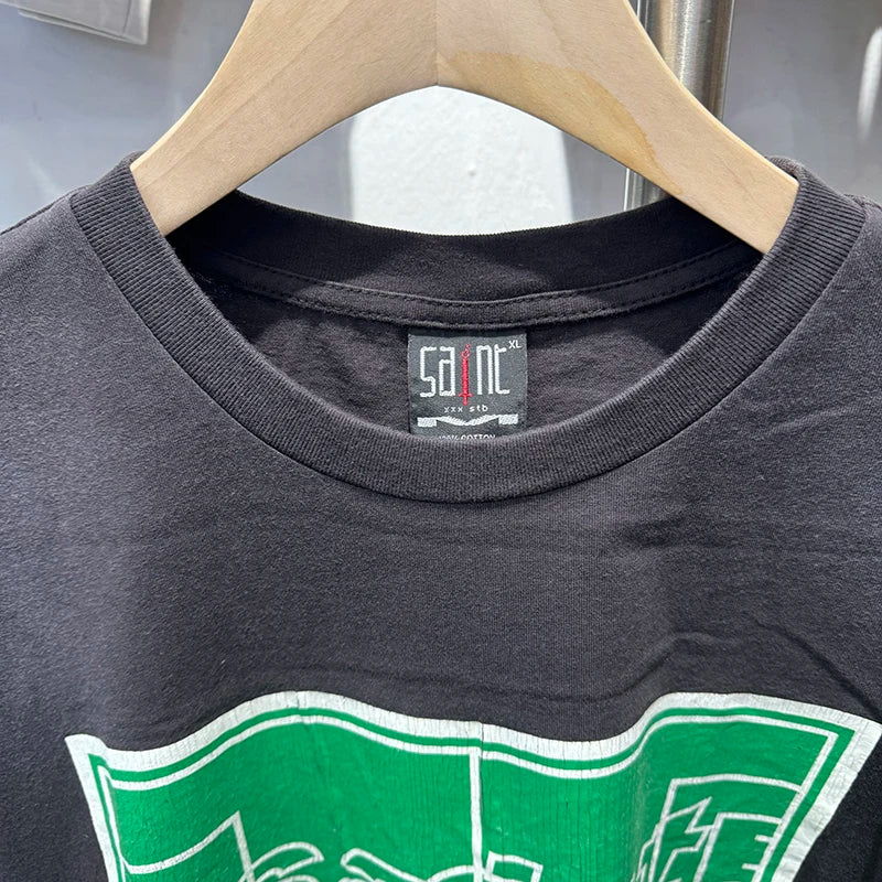 Fashion Casual Saint Night Hymn Letter Print Graphic T Shirts Men Clothing