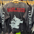 25AW Saint Youth Cracked Portrait Print American Retro Graphic T Shirts Harajuku Letter Long Sleeve Streetwear Men