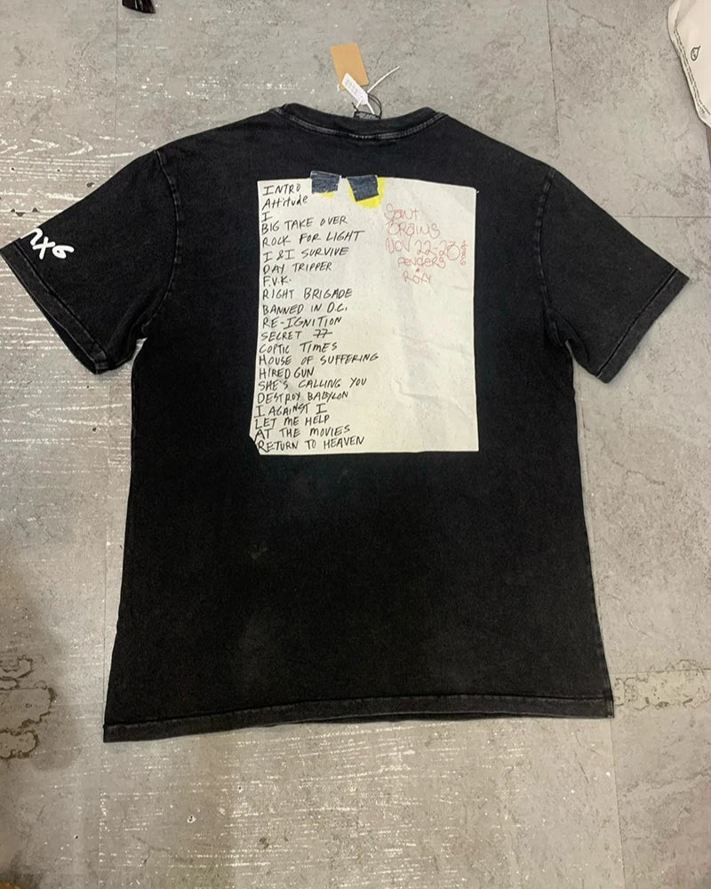 Splashed Ink Saint Crewneck Letter Print RIGHT BRIGADE Vintage T Shirt Casual Fashion Cotton Summer Short Sleeve