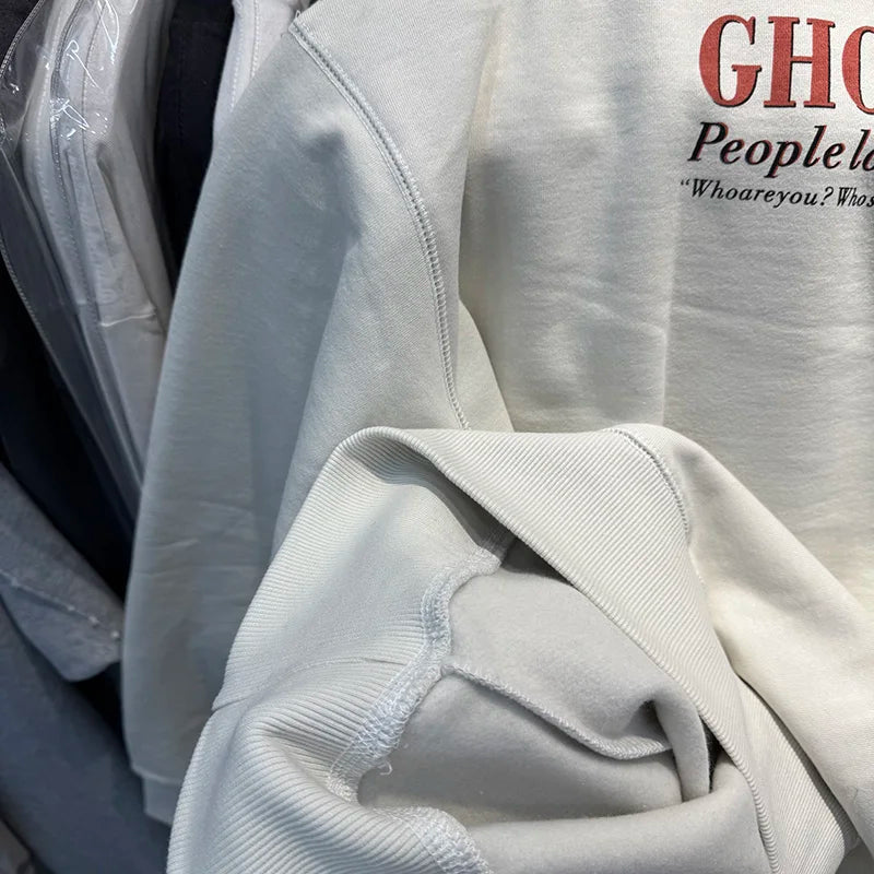 Cartoon Style Saint Round Neck Anime Female Warrior High Quality Sweatshirts White Men Streetwear