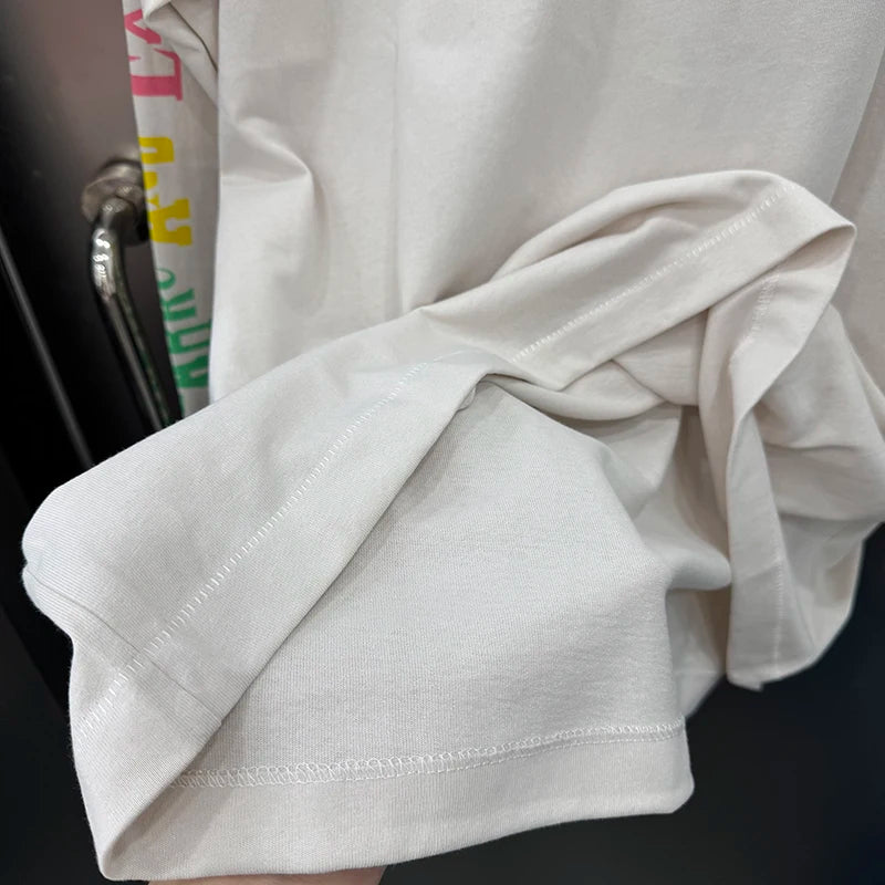 High Street Trend Saint O-Neck Lips Print Portrait Series Graphic T Shirts Autumn Winter Men Women Pure Cotton Long Sleeve