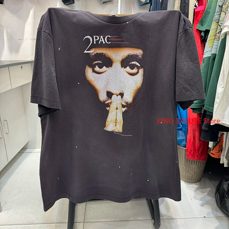 Saint Loose Red Devil Bringer Graphic T Shirts Washed Pure Cotton Hip Hop Style Street Fashion Summer Tees