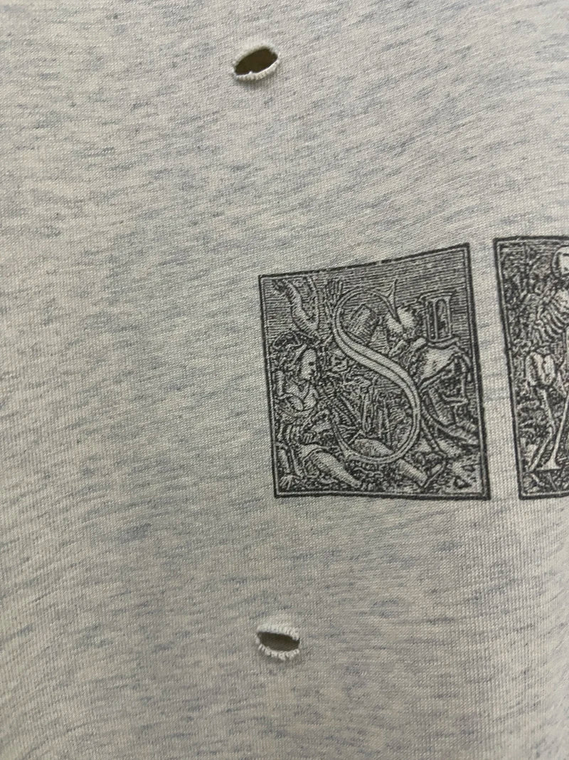 Vintage Casual Saint X Tears Graffiti Hole Breaking Style Skulls Print Graphic T Shirts Streetwear Men