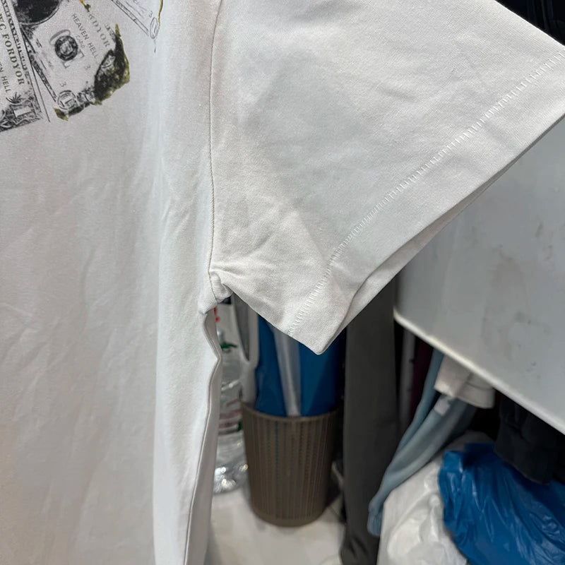 Loose Short Sleeve Saint Round Neck Money Printed T-shirt Men Streetwear