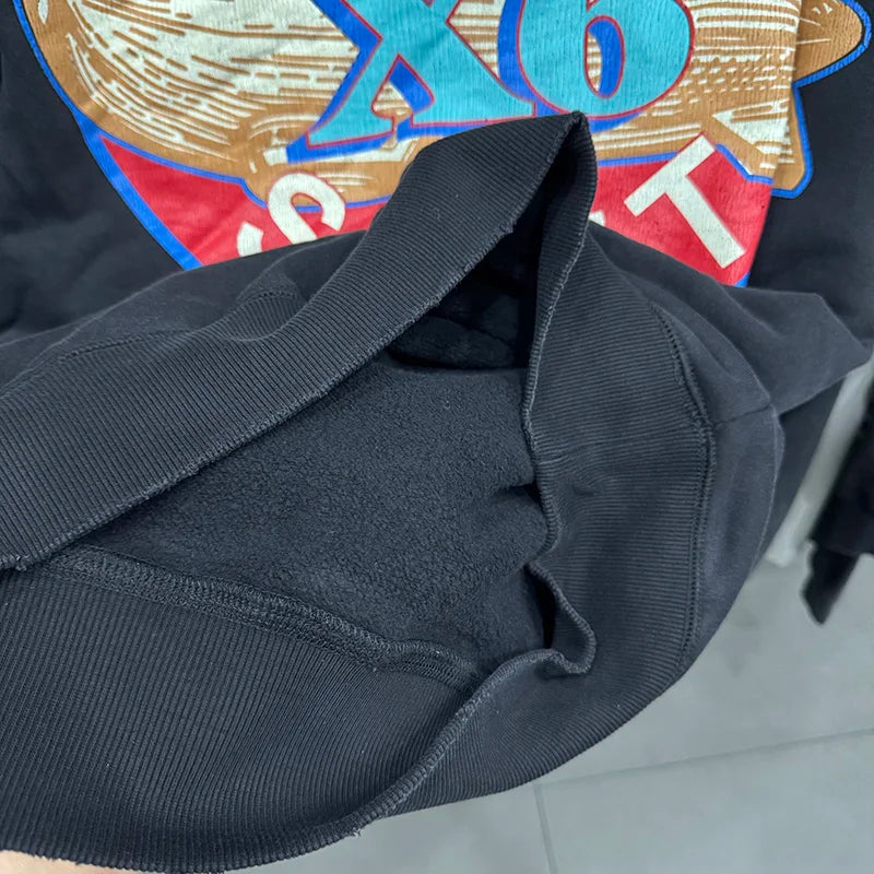 Co Branded Style Saint X LASTMAN Circular Pattern Letter Print Logo Ribbed Sleeves Crewneck for Men Sweatshirts