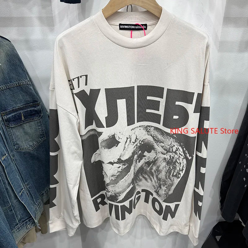 Autumn Trend RRR123 X SV77 Graphic T Shirts High Street Casual Pure Cotton Long Sleeves Tees