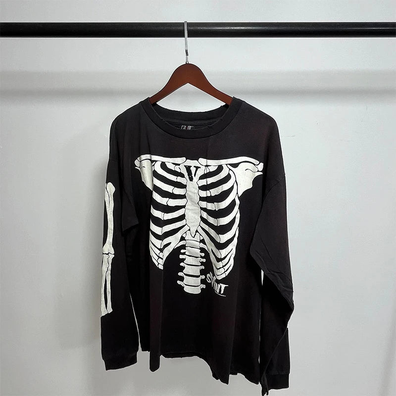 Street Fashion SAINT XXX STB Round Neck Oversized Men T Shirt Vintage Casual Cotton Autumn Long Sleeve Series