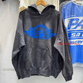 Vintage Washed SAINT Blue Angel Rebirth Hoodies Top Quality Crack Print Thick Sweatshirt Streetwear Men