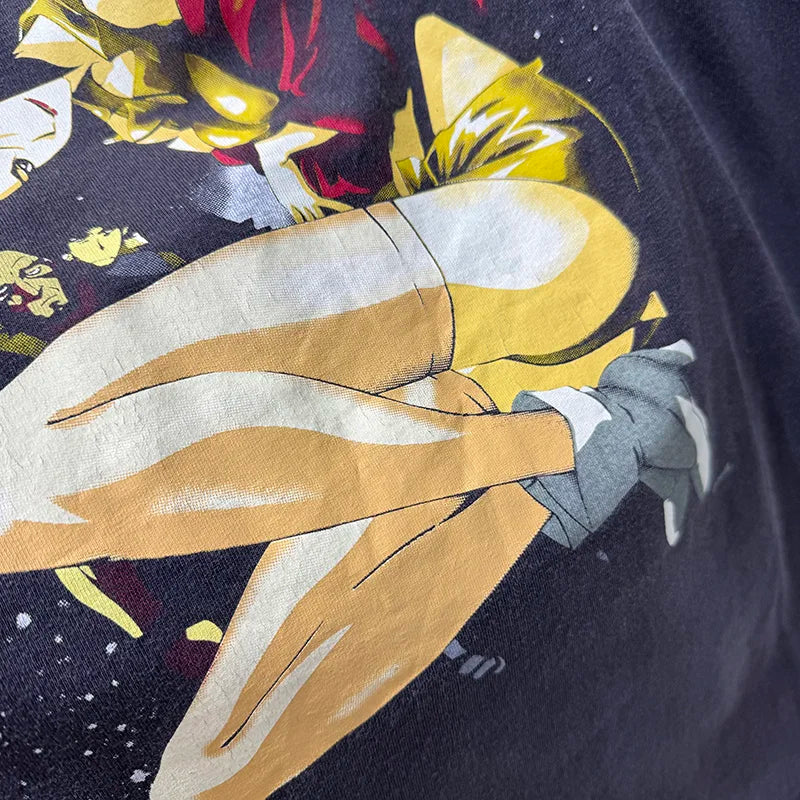 Harajuku Cool Print Saint Fashion Cartoon Characters Graphic T Shirts Washed Retro Men Women 1:1 Summer Short Sleeve