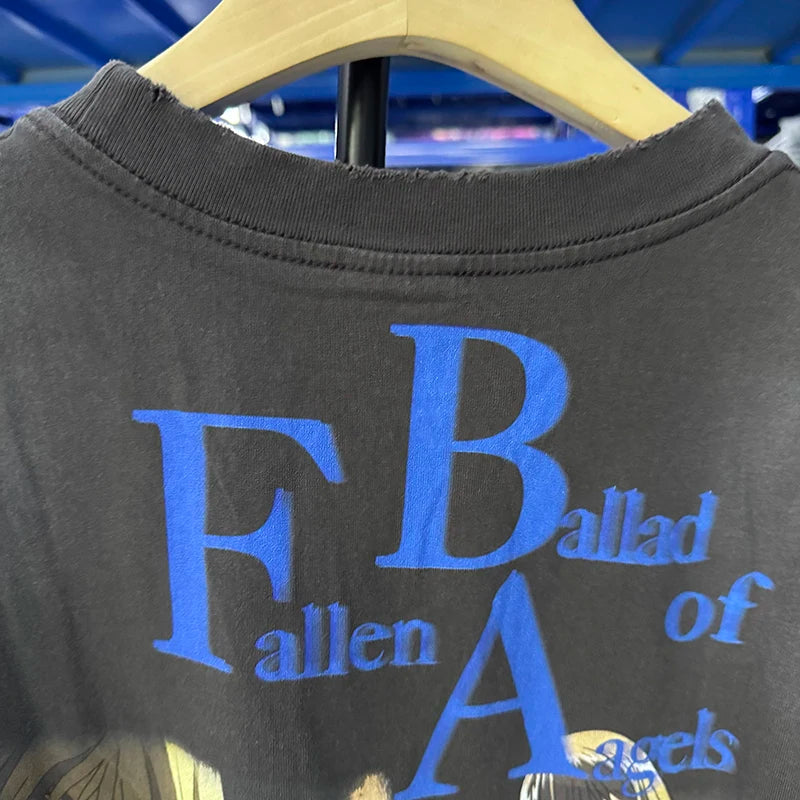 Harajuku Fashion Saint Loose Cartoon Female Lead Print Casual Men Women T Shirt Anime Long Sleeve