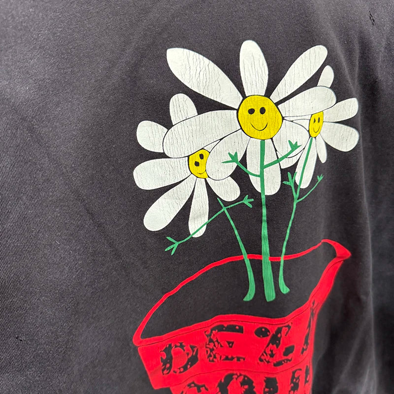 Autumn Saint Crewneck Floral Crack American Retro Long Sleeve Mens T Shirts