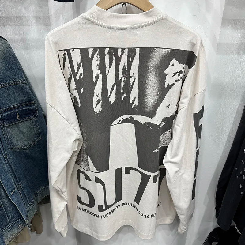 Autumn Trend RRR123 X SV77 Graphic T Shirts High Street Casual Pure Cotton Long Sleeves Tees