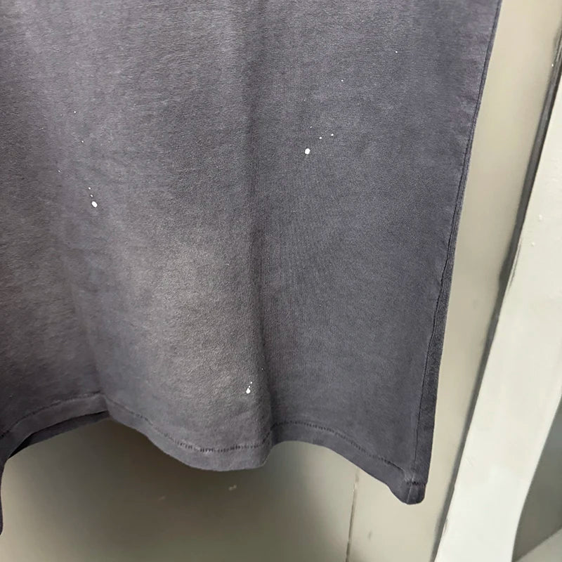 Retro Grey Saint Pure Cotton Cross-shaped Fist Microphone Pattern Print Men T Shirt