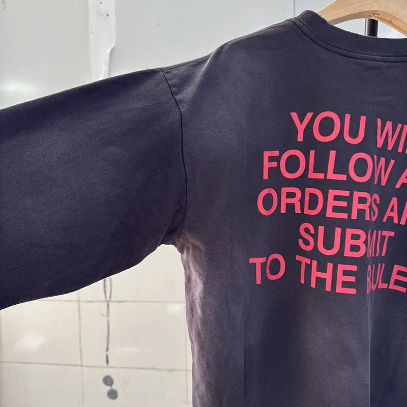 Long Sleeve Saint X Kosuke Kawamura Red Letter Print High Street T Shirt for Men