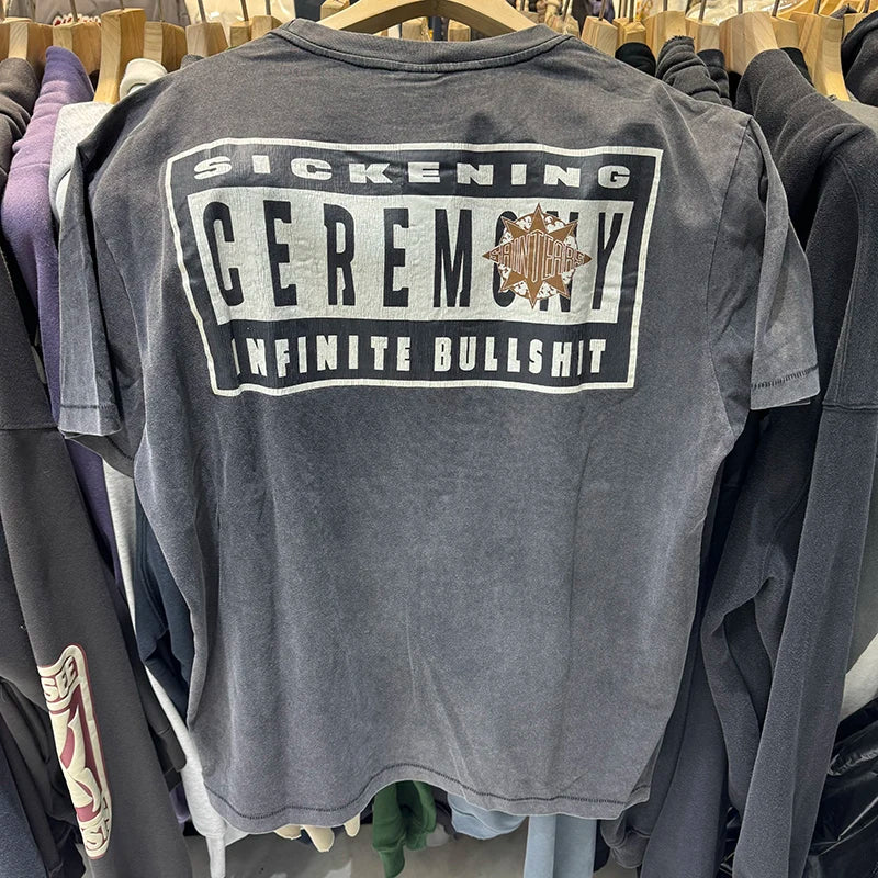 Street Fashion Saint Tears Washed Retro Vintage Short Sleeve High Quality Casual Cotton Oversized T Shirt