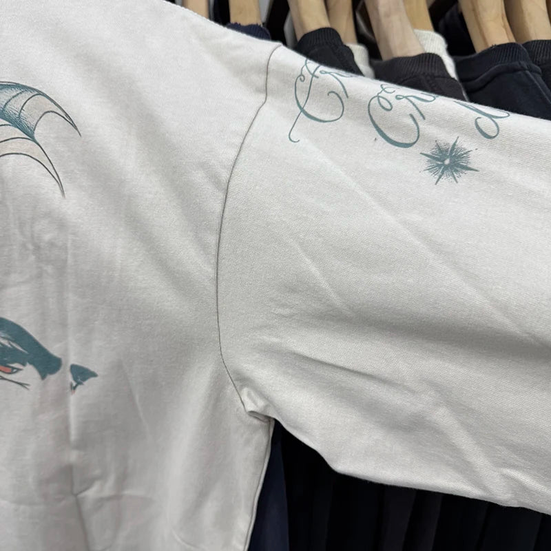 Street Fashion Saint Round Neck Japan Style Angel Print Vintage T Shirt High Quality Men Women Woo Long Sleeve Tees