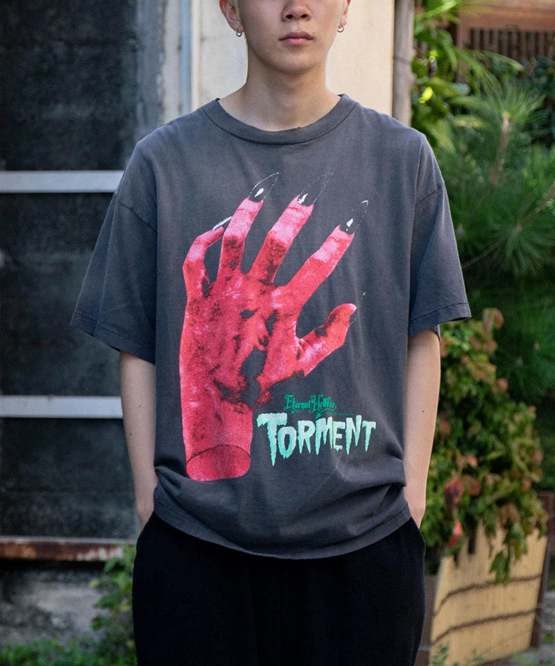 Saint Loose Red Devil Bringer Graphic T Shirts Washed Pure Cotton Hip Hop Style Street Fashion Summer Tees