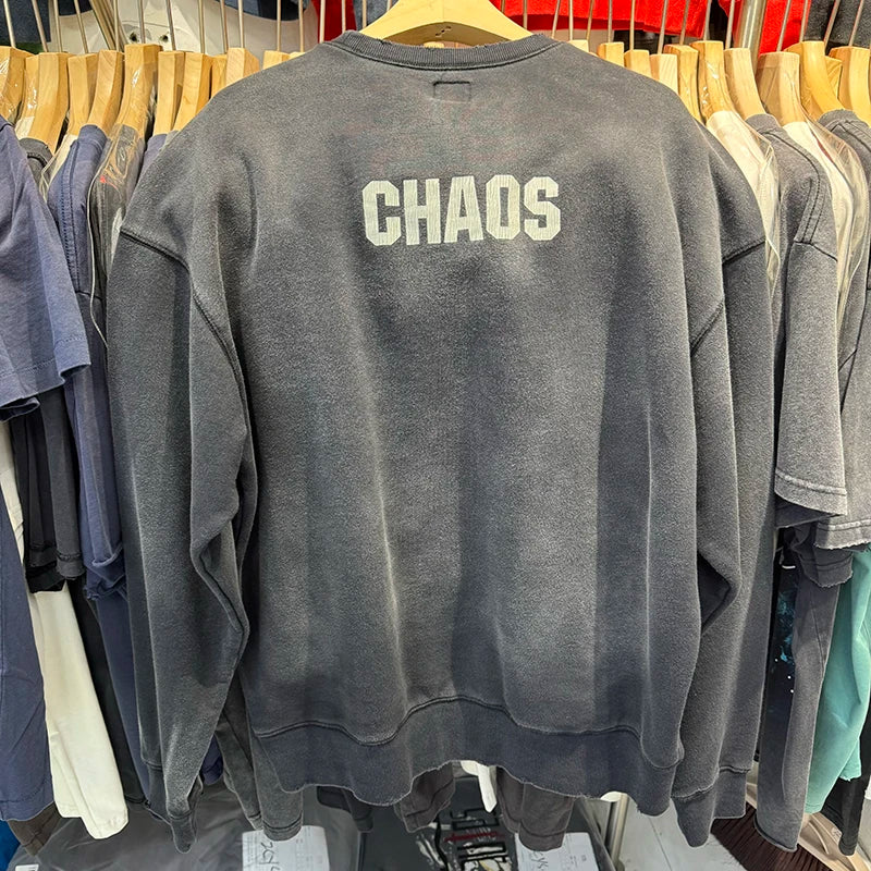 Washed Black SAINT MX6 Street Fashion Men Sweatshirts High Quality Cotton Winter Pullover