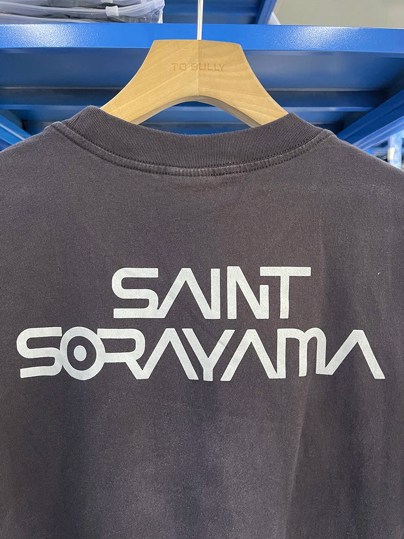 2025 Mechanical Style Washed Distressed Graphic T Shirts High Street Casual Men Women Men Women 1:1 Fashion Tees