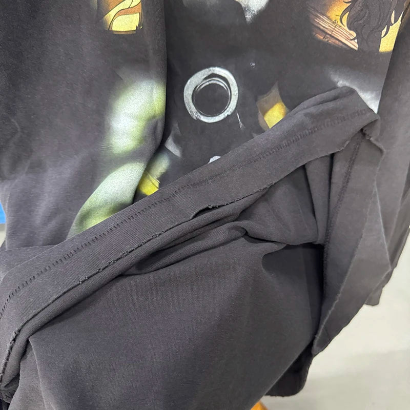 Harajuku Fashion Saint Loose Cartoon Female Lead Print Casual Men Women T Shirt Anime Long Sleeve