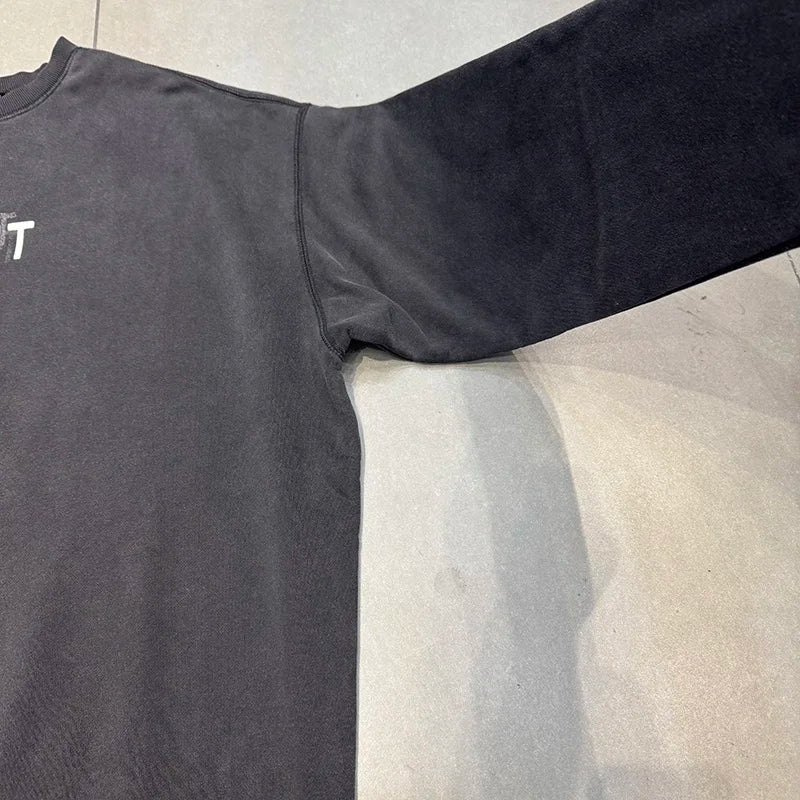 25FW Saint Casual Fashion Movie Slogan Black Sweatshirts Distressed Vintage Washed Pullover Men Harajuku