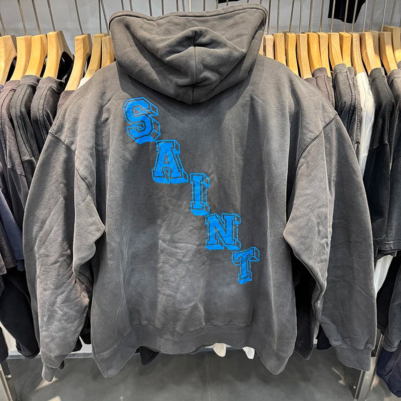 Harajuku Saint Thicken Angel Print Series Hoodies for Men Loose High Quality Vintage Autumn Winter Tops