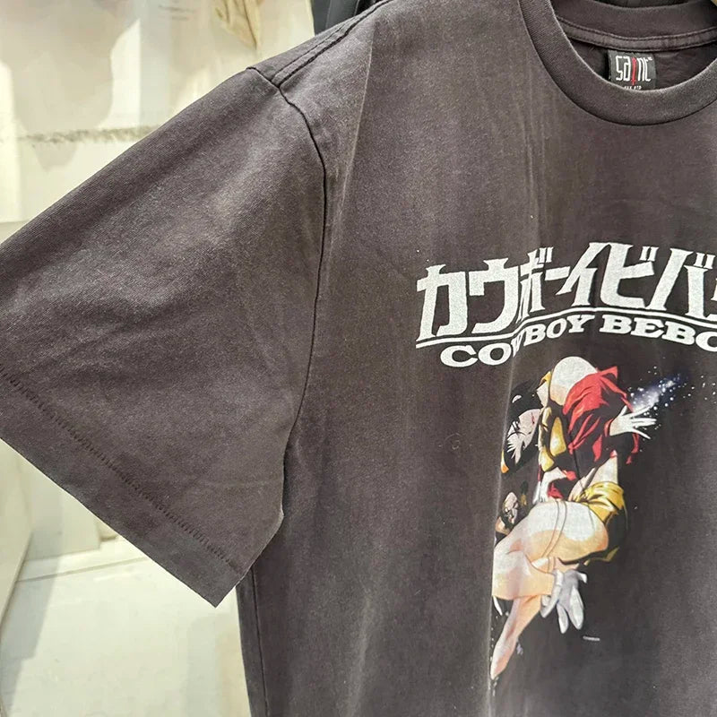 25SS Saint Cartoon Style Female Warrior Graphic T Shirts Street Fashion Men Short Sleeve