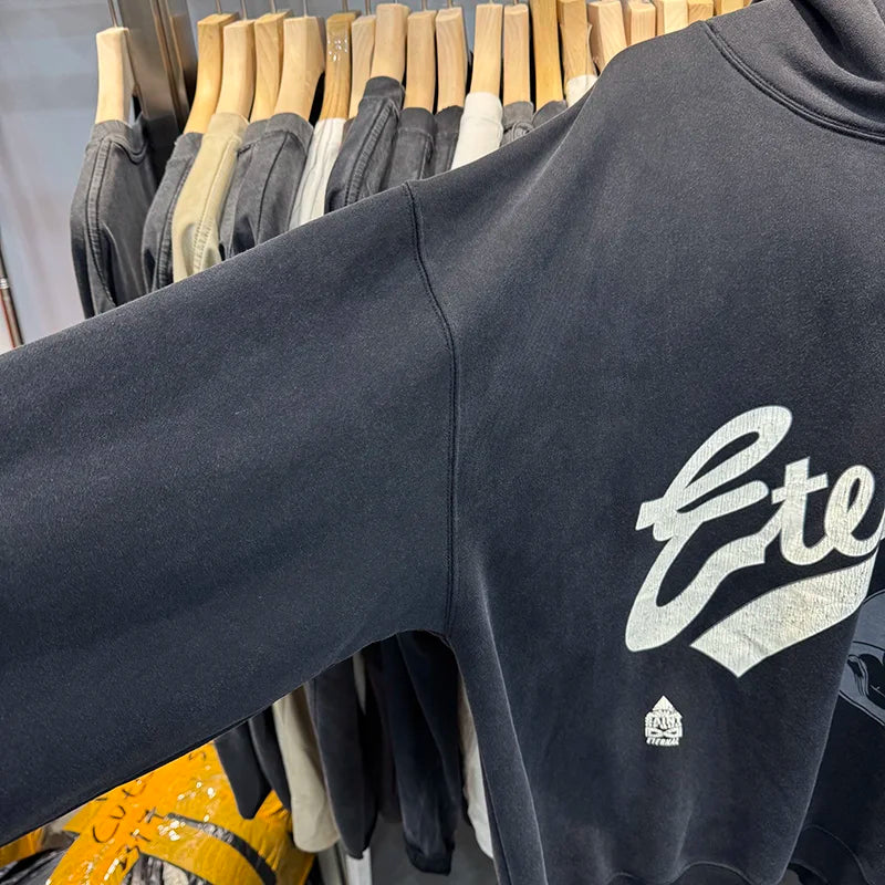 Street Fashion Saint High Quality Autumn Winter Thick Gesture Pattern Hoodie Men Vintage Distressed Ripped Pullover