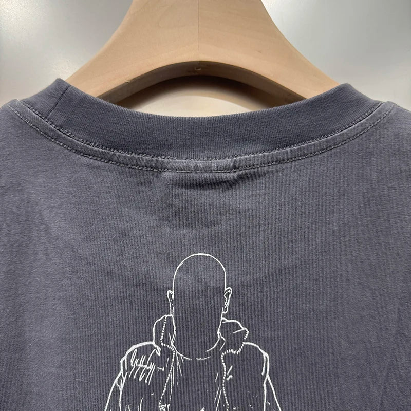 Splashed Ink SAINT Round Neck Loose Character Pattern Print Japan Style Vintage T Shirt