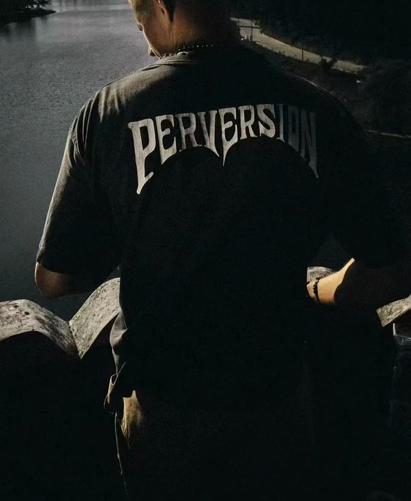 High Quality Saint X PERVERSION Distressed Cotton Loose Circular Skulls Graphic T Shirts Streetwear Men