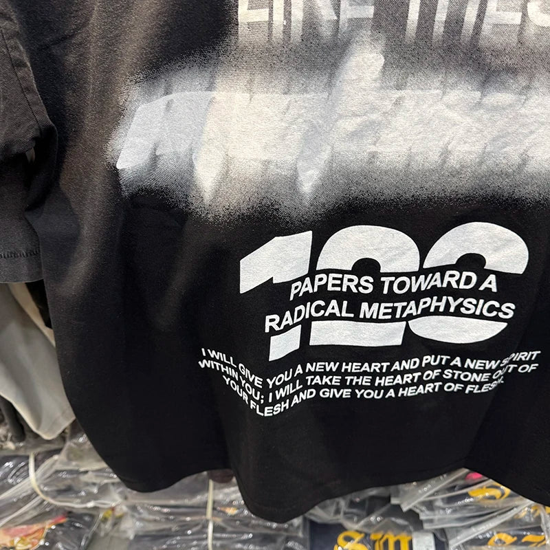 RRR123 X SAINT Wings Series Crewneck Oversized T Shirt High Street Casual Men Women Fashion Summer Tops