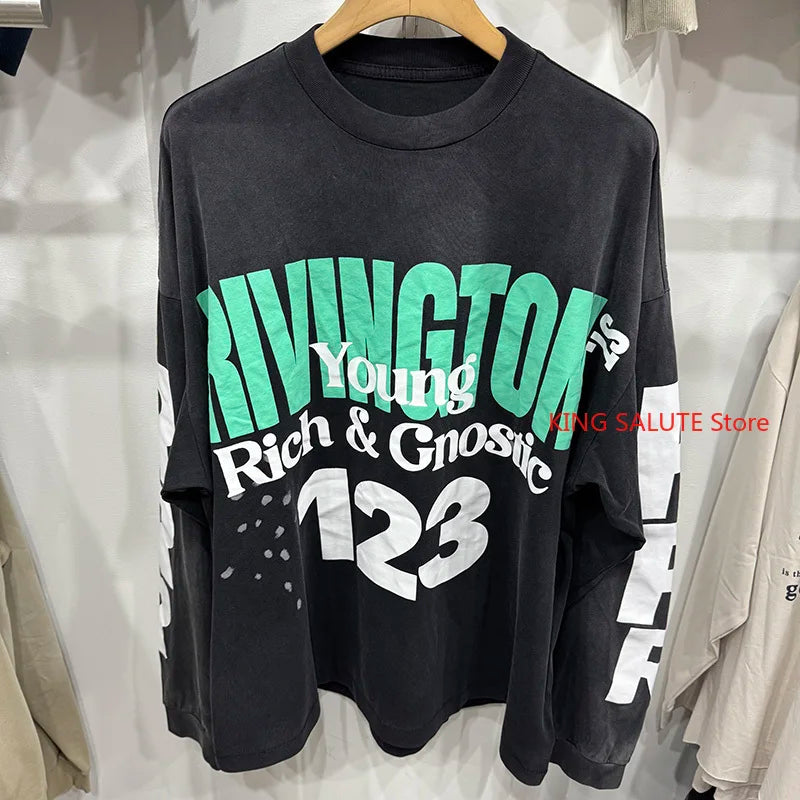 Autumn Trend RRR123 X SV77 Graphic T Shirts High Street Casual Pure Cotton Long Sleeves Tees
