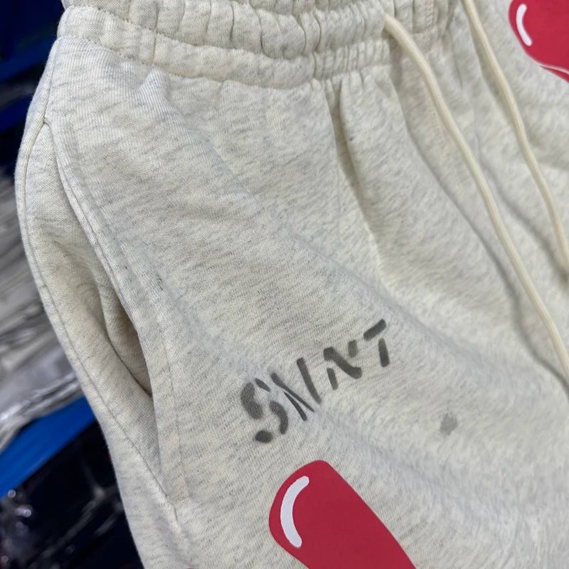 EU Heart-shaped Saint Washed Distressed Retro High Quality Cotton Short Pants Men Summer