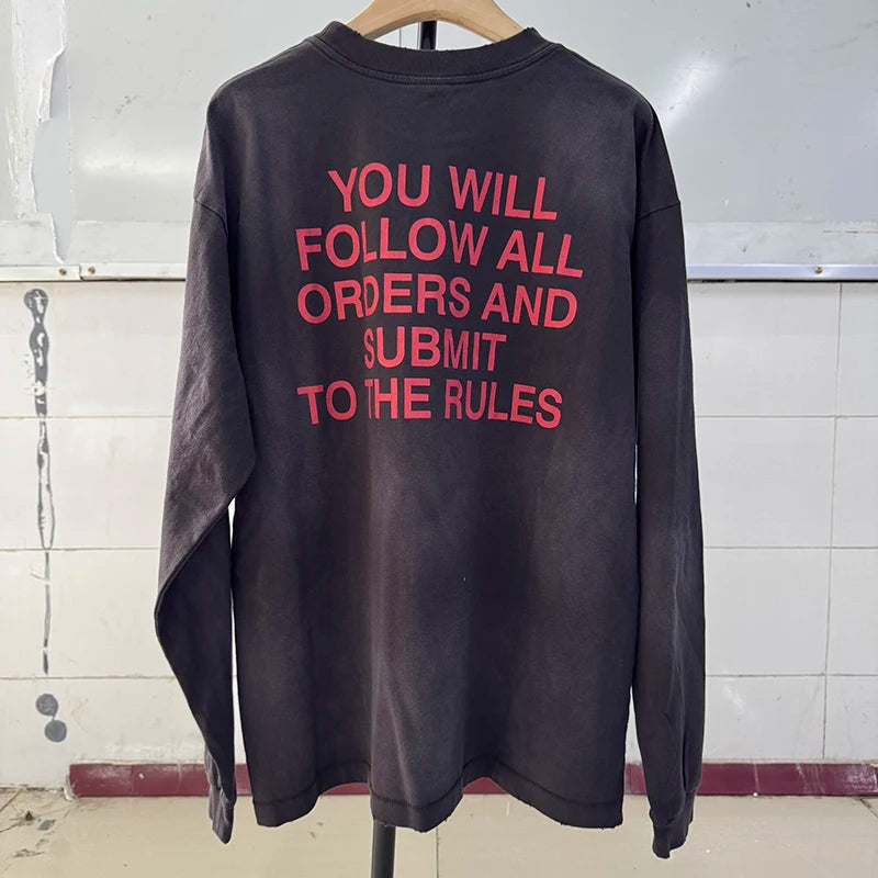 Long Sleeve Saint X Kosuke Kawamura Red Letter Print High Street T Shirt for Men