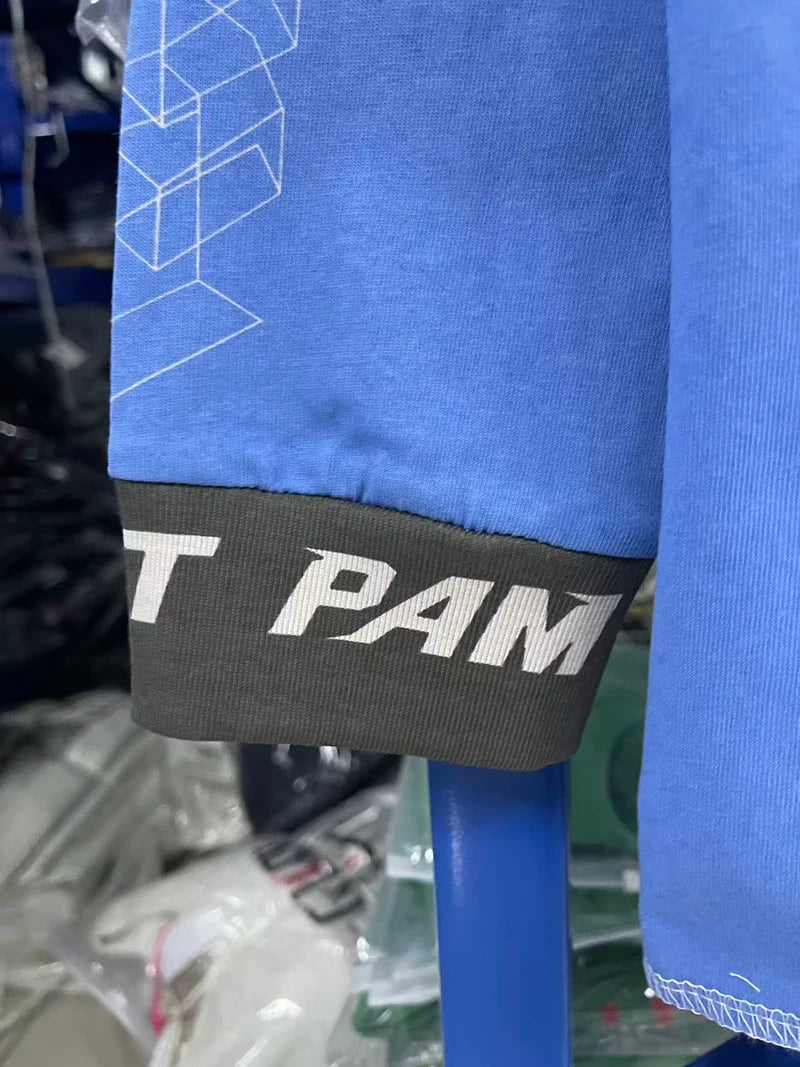 Retro Blue Saint Punk Style T Shirt Autumn Cotton Washed Loose Fashion Long Sleeve