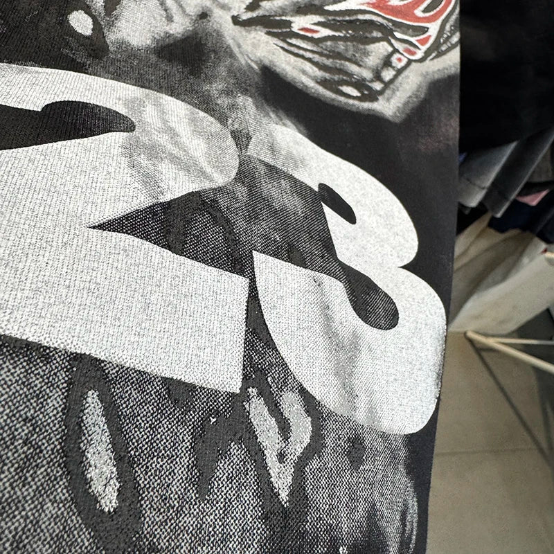 RRR123 X SAINT Wings Series Crewneck Oversized T Shirt High Street Casual Men Women Fashion Summer Tops