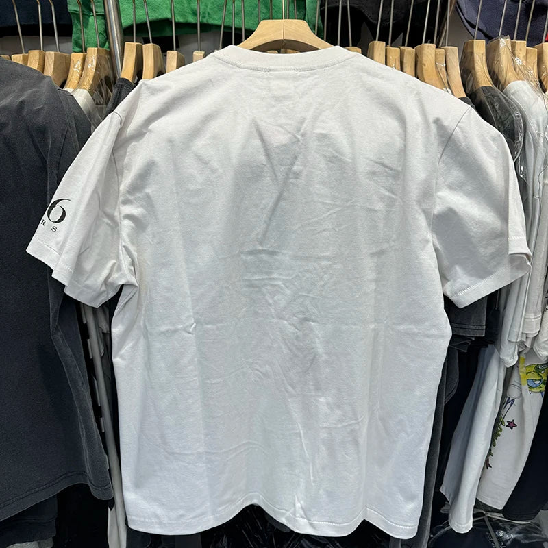 Rainbow Saint Letter Print Casual Men White T Shirt Pure Cotton Summer Tops