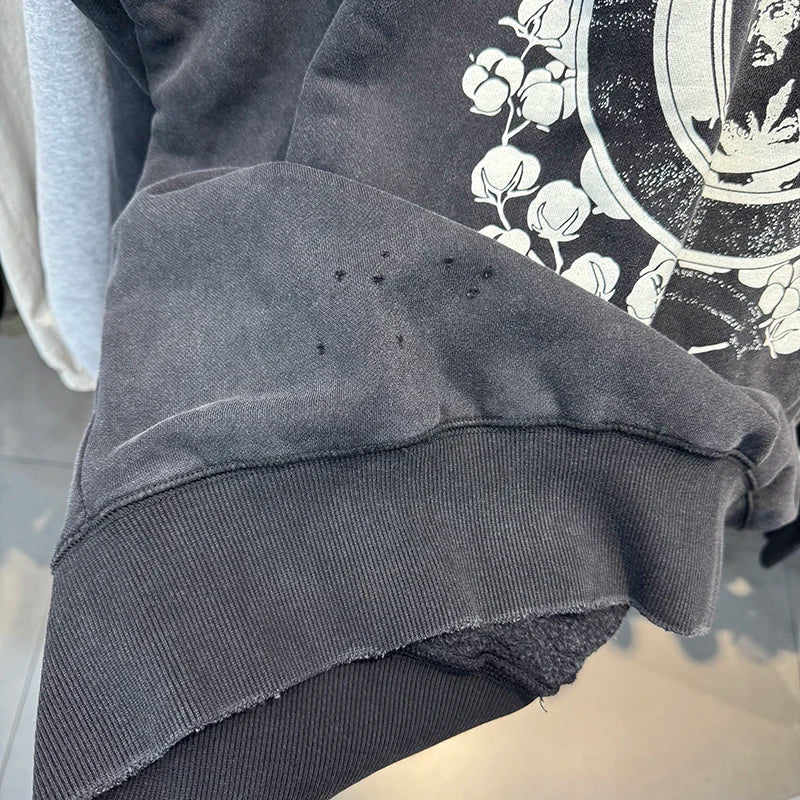 Harajuku Saint Round Neck Loose Portrait Print Graphic Sweatshirt Streetwear Men