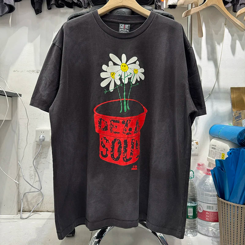 Preppy Style Saint Retro Floral Graphic T Shirts High Quality Cotton Summer Men Women Fashion Short Sleeve Harajuku