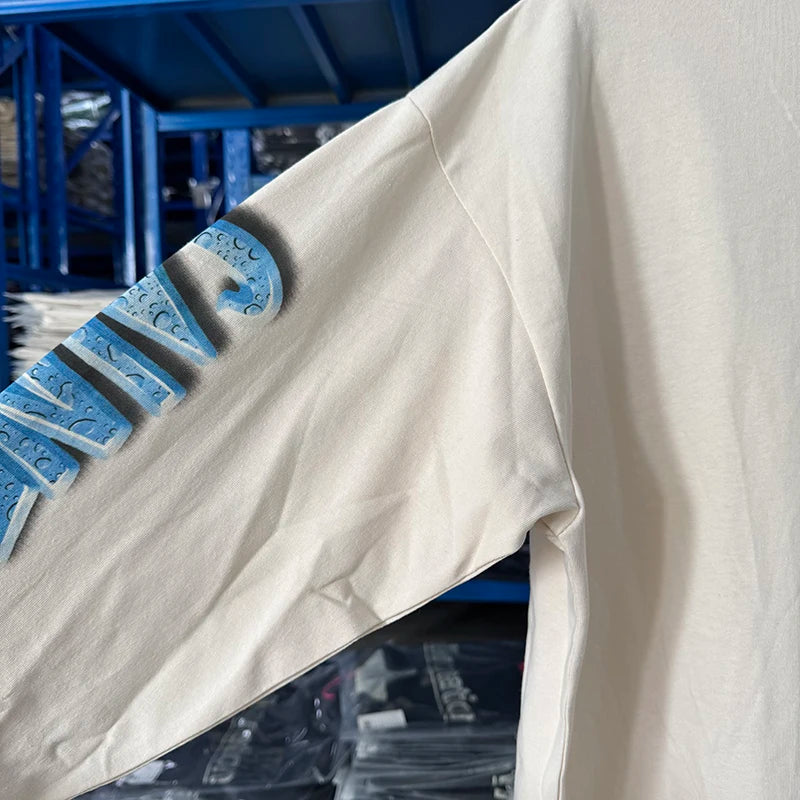 Fashion SAINT Loose Biscuit Print High Street Casual Men Women Vintage T Shirt Autumn and Winter Tops