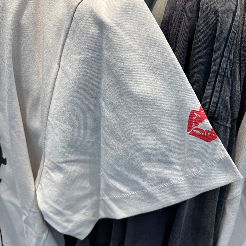 Retro White Saint Cartoon Girl Doll Graphic T Shirts Summer Washed 100% Cotton High Street Casual Trend Tees