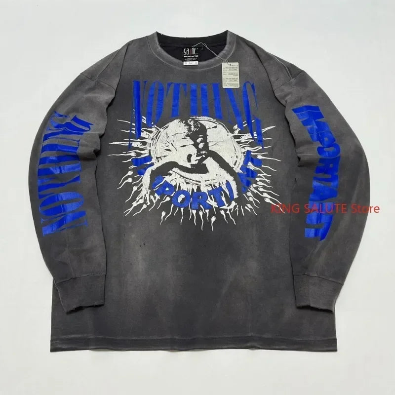 Co Branded Style Saint Retro Round Neck Shell Attack Team Cartoon Graphic T Shirts High Street Casual Men Women 1:1 Fashion Tees